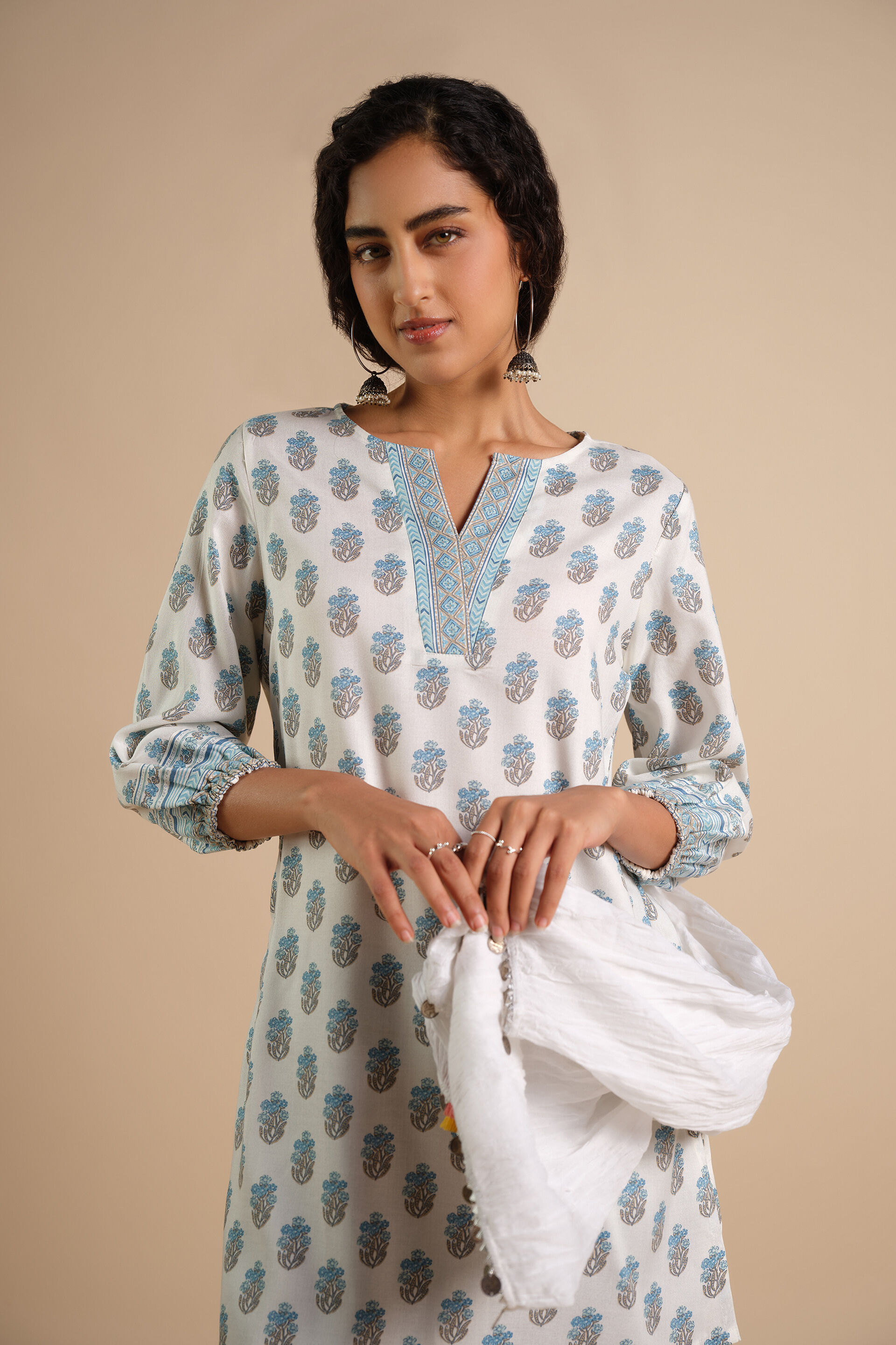 Blue Boond Tunic, White, image 2